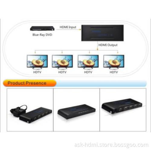 4kx2k HDMI splitter 1 by 4 1.4V